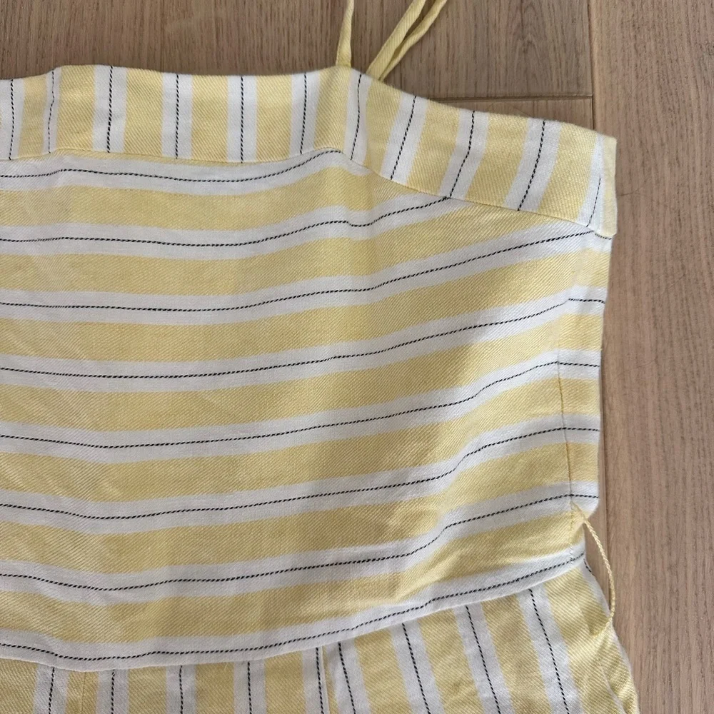 butter yellow & white striped jumpsuit